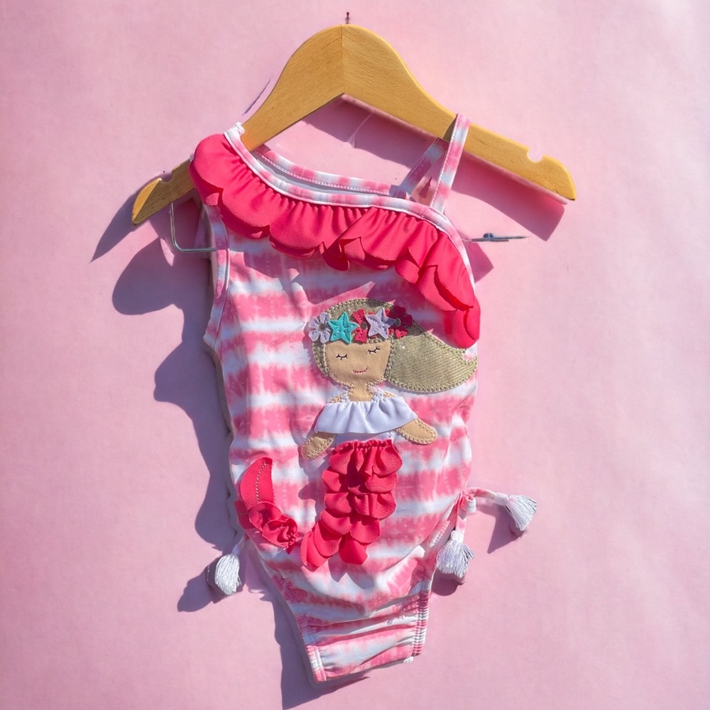Mud Pie Kids Tie Dye Mermaid 🧜‍♀️ Appliqué Girls One Piece Bathing Suit